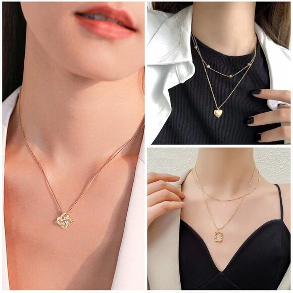 36 PC Gold Plated Jewelry Set with 4 Necklace, 11 Bracelet, 7 Ear Cuffs Earring, - Picture 2 of 8